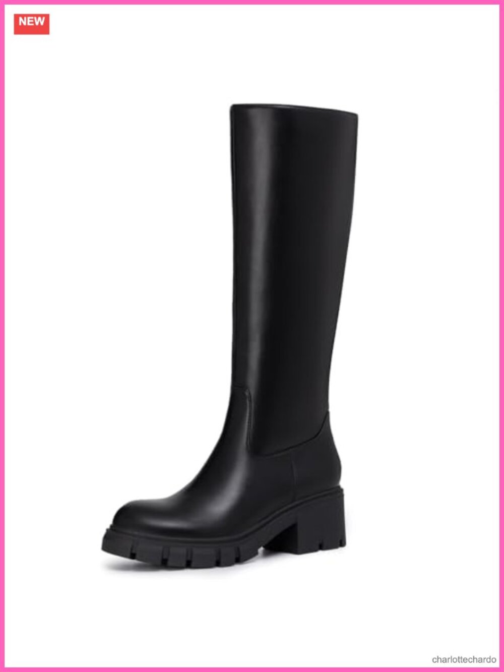 Women's Knee High Platform Boots Round Toe Chunky Lug Sole PU Leather Fall